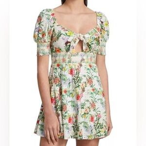 Alice & Olivia Kristie Floral Print Puff Sleeve Mini Dress